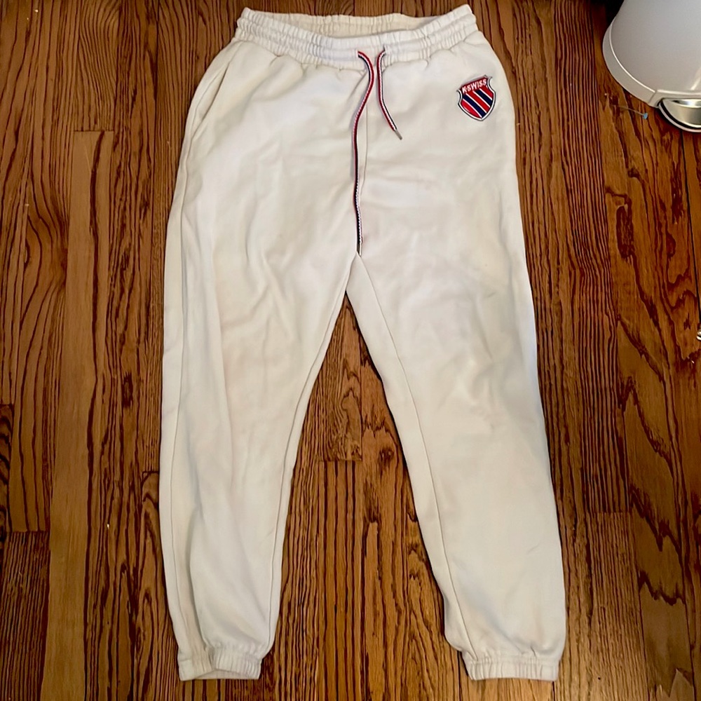 K-Swiss White Graphic Joggers Medium